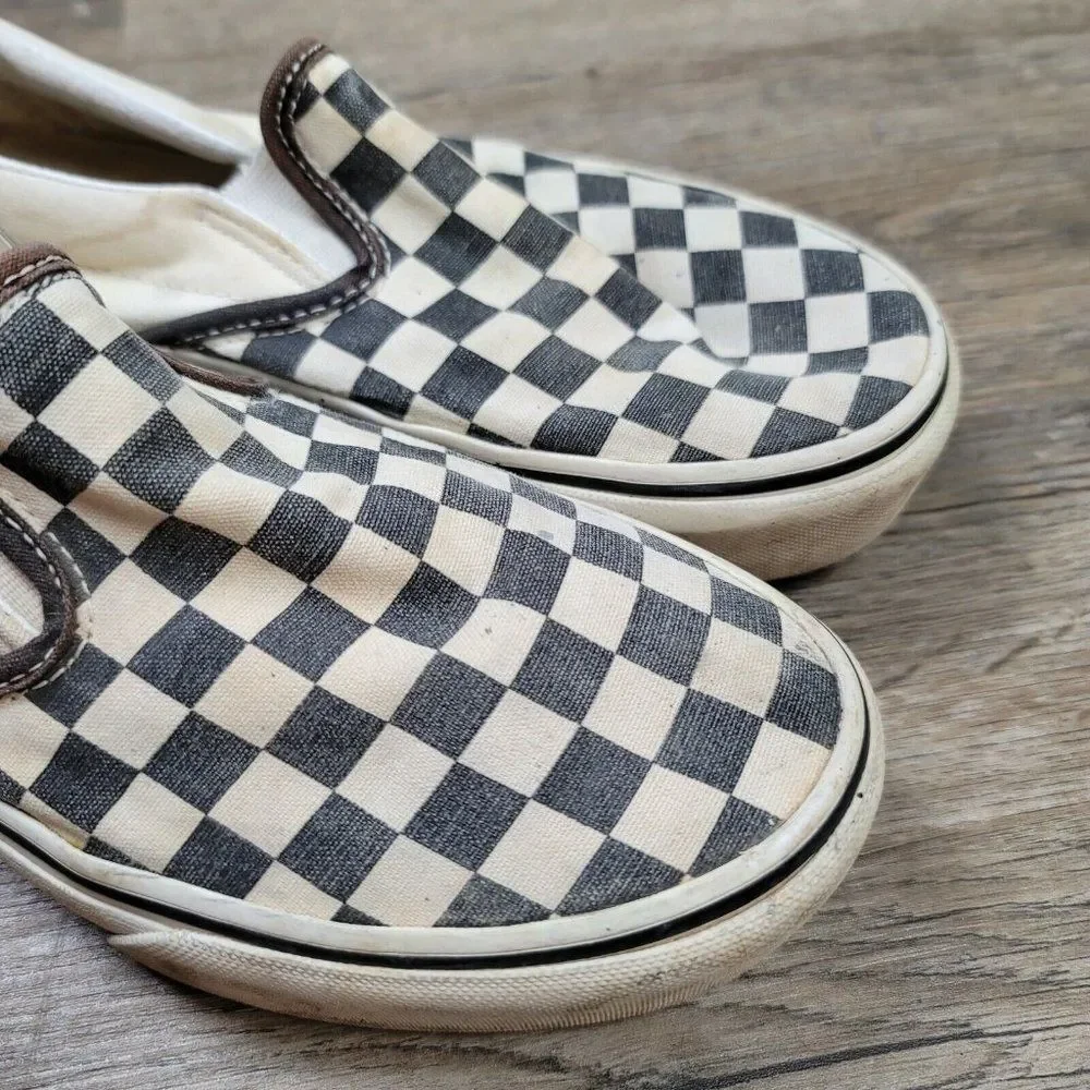 Vans Off The Wall Sneakers Skate Shoes Checkered Black White Slip On Casual 6.5 - Picture 4 of 9